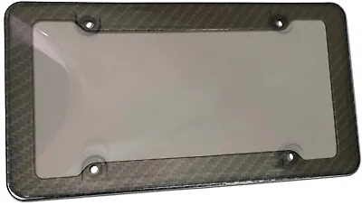 $13.95 • Buy Tinted Clear Smoke License Plate Carbon Fiber Frame Cover Shield Car Truck