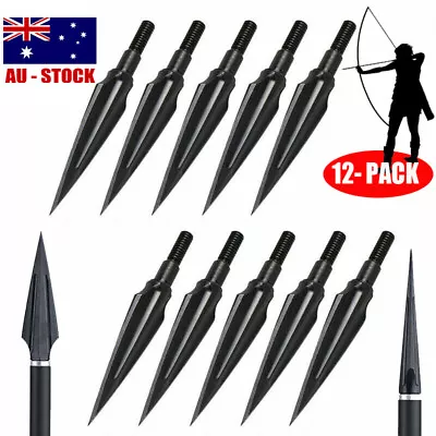 12Pcs Archery 120gr Broadheads Sharp Arrowheads Screw Arrow Tips For Bow Hunting • $23.74