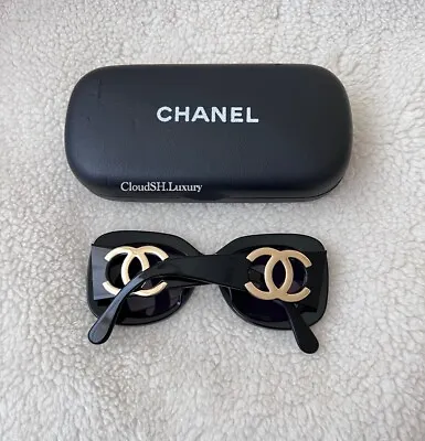 Auth Chanel Vintage CC Logo Black Square Frame Sunglasses *For Small Face Frames • $850