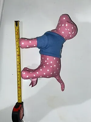 Retro Victoria Secret Pink Stuffed Plush Dog Polka Dot W/ Blue Shirt • $0.99