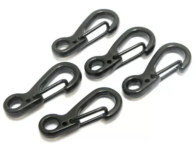 Miniature Stainless Steel Carabiner Spring Clip 5 Pack - Black • $9.95