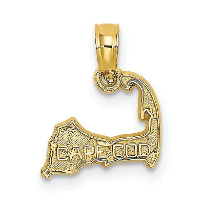 CAPE COD Map Charm In Real 14k Yellow Gold • $75.99