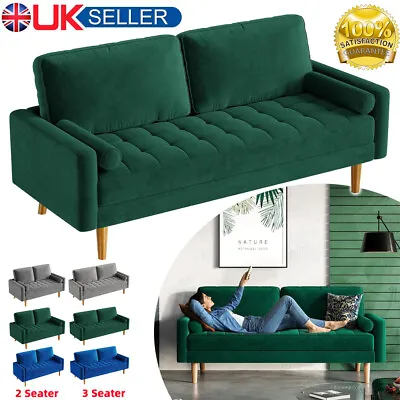 2 / 3 Seater Teddy Velvet Sofa With 2 Pillows Modern Couch Love Seat Settee Home • £179.90