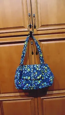 Vera Bradley INDIGO POP Shoulder Bag Blue Floral Double Strap Handbag Purse EUC • $14.39