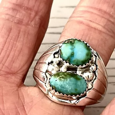 Sonoran Gold Navajo Mens Turquoise Ring Sz 12 Sterling Signed Fans 19g Band • $199.94