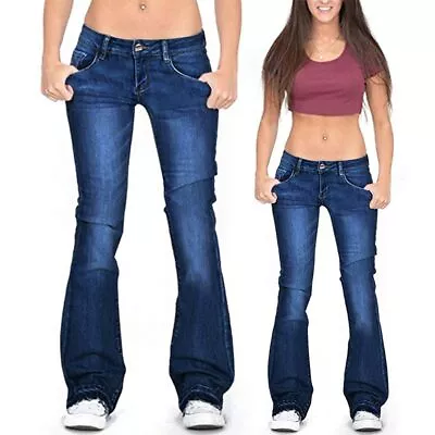 Women Slim Fit Jeans Stretch Denim Pants Ladies Low Waist Flared Trousers Bottom • $29.09
