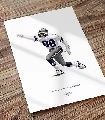 Michael Irvin Poster Dallas Cowboys Football Illustrated Art Print • $24.99