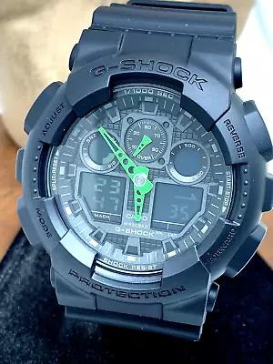 Casio G-Shock Men's Watch GA100C-1A3 Black Green Resin Analog Digital 50mm 5081 • $87.99