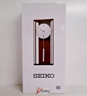 NEW Seiko Mid-Century Modern Wall Clock QXH068BLH Dual Chimes Pendulum MSRP $185 • $72