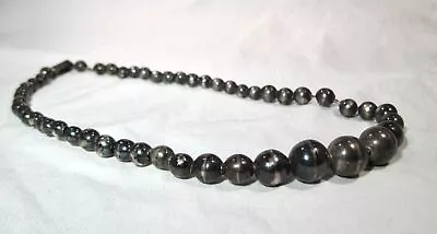 Vintage Taxco Mexico Sterling Silver Graduated Beaded Necklace K1953 • $88