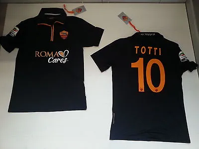 2689 As Roma Cares Totti 10 Shirt Black T-Shirt 2013 Jersey Black Match Shirt • $755.48