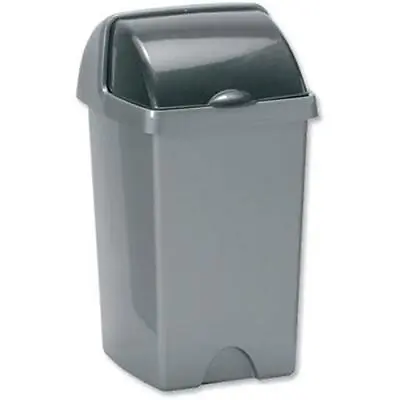 Addis 50l Roll Top Plastic Waste Rubbish Bin With Lid - Metallic • £17.99