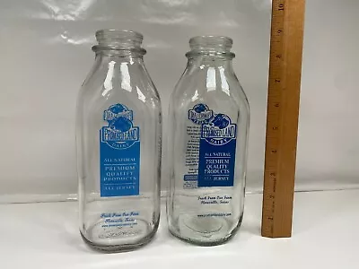 2 Promised Land Dairy Quart Bottle Floresville Texas Blue  • $45