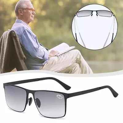 Men Metal Bifocal Tinted Reading Glasses Square Outdoor Polarized Sunglasses UK • £5.35