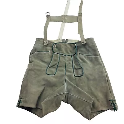 Vintage German Lederhosen Mens 42 Gray Suede Leather Oktoberfest Festival • $39.98