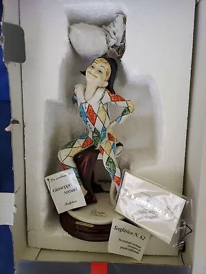 Giuseppe Armani Capodimonte Florence Italy Harlequin Jester Statue Vintage Boxed • $134