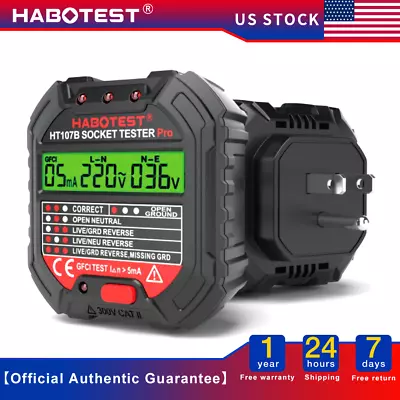 HABOTEST HT107B Electric Outlet Tester Socket Circuit GFCI Voltage Detector AC • $12.99