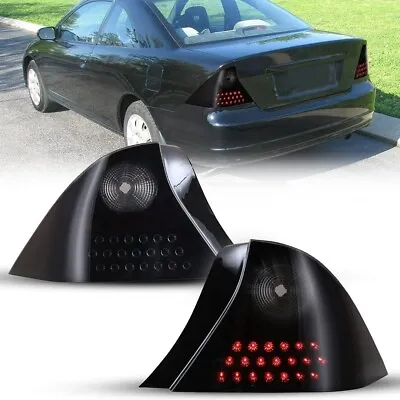 Black Smoked LED Tail Lights For 2001-2003 Honda Civic Coupe Rear Brake Lamps • $143.99