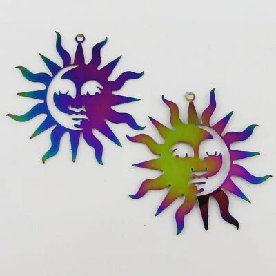 Bulk 6pce Laser Cut Solar Sun Face Charm Pendant Earring SSteel 40x38mm • $9.99