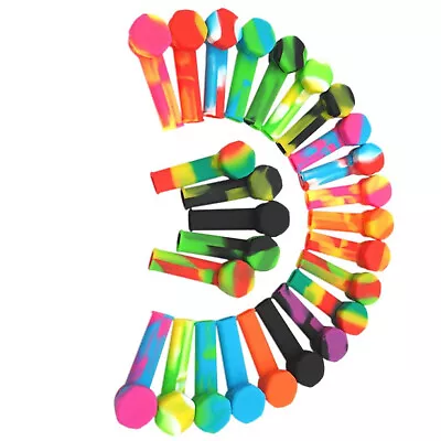 10Pcs 3.4'' Mini Silicone Smoking  Hand Pipe W/ Metal Bowl & Cap Lid Pocket Pipe • $20.09