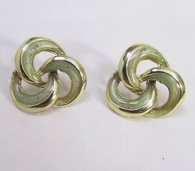 Vintage Gold Enamel Irish Green Love Knot Pierced Earrings Retro Stud Earring • $12.99