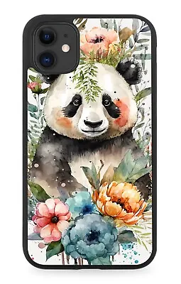 Panda Covered In Flowers Rubber Phone Case Animal Watercolour Pandas Floral AG74 • £15.90