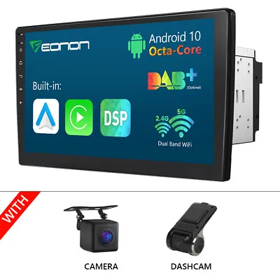 CAM+DVR+ 10.1  Car Head Unit Double Din Android 10 8Core GPS Radio Apple Carplay • $207.27