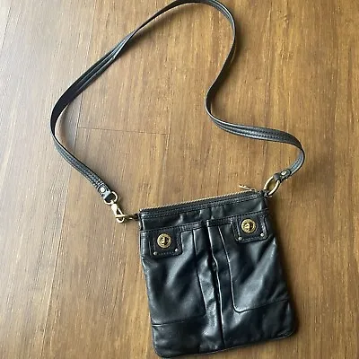 Marc By Marc Jacobs Crossbody Purse Black Leather Bag Totally Turnlock Sia Gold • $27.99