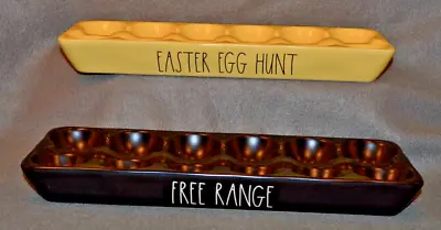 Rae Dunn   FREE RANGE & EASTER EGG HUNT  Egg Crate Holders Yellow & Black Dozen • $66.23
