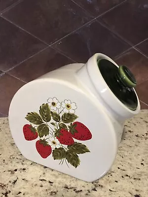 VTG Nelson McCoy Strawberry Country Cookie Jar Or Canister Tilt 70's Stoneware • $31.99