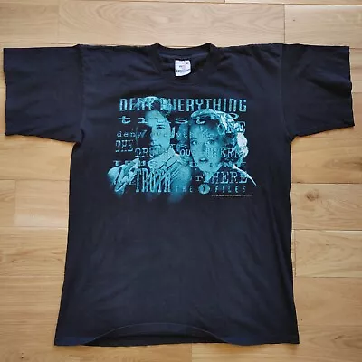 Vintage XL 1995 X Files TV  Shirt Black Single Stitch - Deny Everything Xfiles • $60