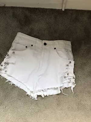 Ragged Priest White Denim Studded Shorts W30 • £10