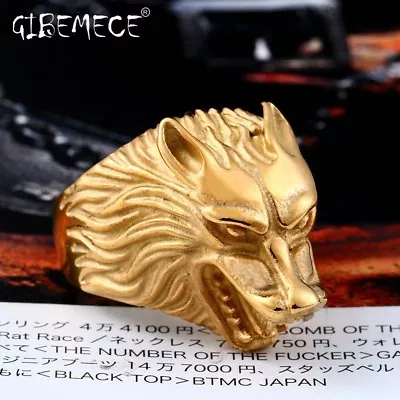 $24.94 • Buy 316L Stainless Steel Ring Top Quality Super Cool Wolf Biker Rings Fashion Jewelr