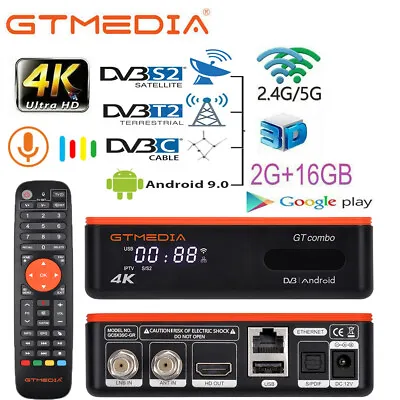 $72.99 • Buy 4:2:2 Combo Satellite TV Receiver +Android 9.0 Smart TV Box WIFI Media Player
