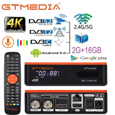 4:2:2 Combo Satellite TV Receiver +Android 9.0 Smart TV Box WIFI Media Player • $72.99