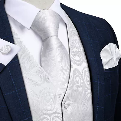 NEW Men's Paisley Design Dress Vest And Neck Tie Hankie Set For Suit Or Tuxedo • $23.99