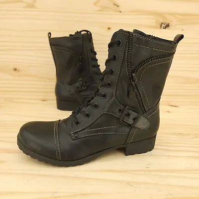 G By Guess Women's Combat Boots Sz 6.5 Black Vegan Moto Grunge Punk Military • $19.94