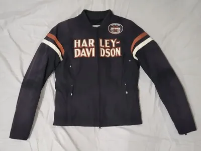 Harley Davidson Riding Gear Black Logo Striped Vintage Jacket Womens Size S • $70