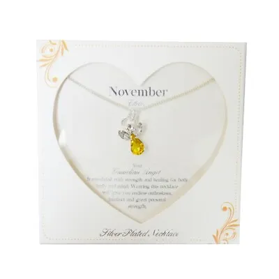£4.49 • Buy Guardian Angel November Birthstone Necklace With Gem Stone Sentimental Gift Idea