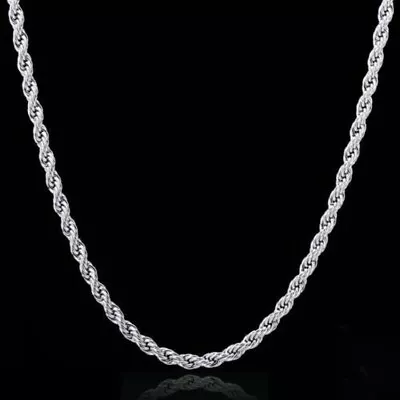 REAL Classic 925 Sterling Silver Rope Chain Necklace SOLID SILVER Jewelry Italy • $8.99