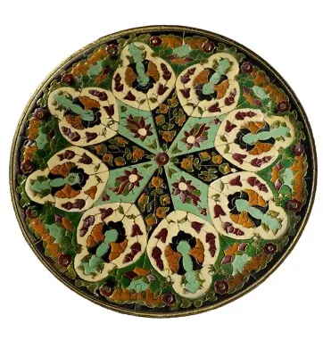 Decorative Mid-Century Enameled Brass Mandala Hanging Wall Decor / Trinket Dish • $25