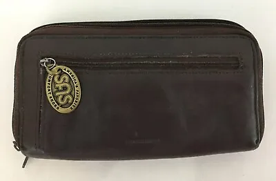 SAS USA Vintage Brown Leather Womens Wallet Clutch Zipper Pouches Card Holders • $15.40