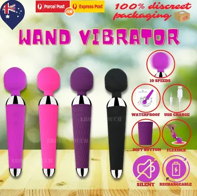 10 Speed Rechargeable Dildo Wand Vibrator Clit Stimulator AV Female Big Sex Toy • $9.95