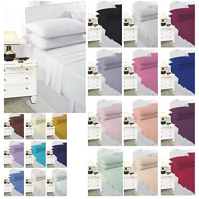 £3.45 • Buy Full Fitted Sheet Bed Sheets 100% Poly Cotton Single Double King Super King Size