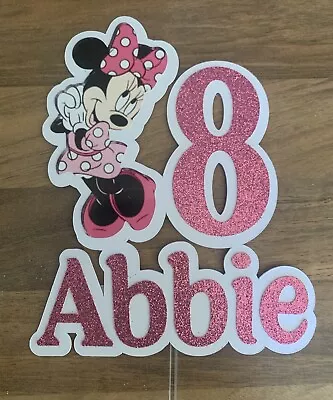 Minnie Mouse Inspired Cake Topper Personalised Birthday Party Name Number • £5.99