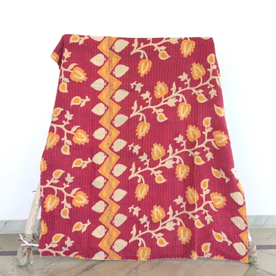 £22.74 • Buy Indian Vintage Twin Kantha Handmade Cotton Quilt Bed Cover Throw Blanket Gudari