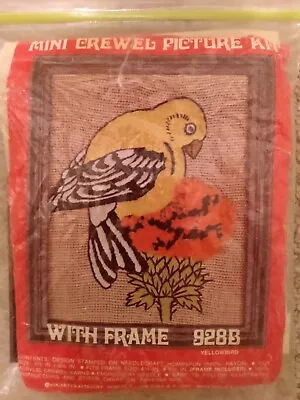 Vogart Crewel Picture & Frame Needle Craft Kit Goldfinch Yellow Bird Flower  • $10