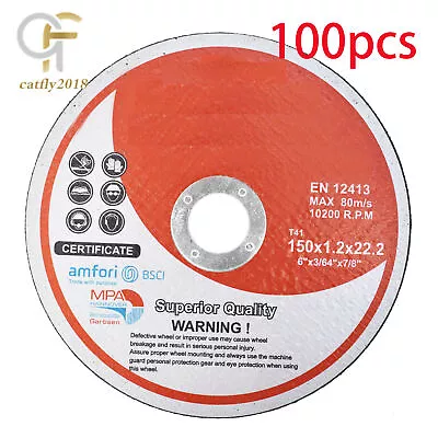 Pack 100 6 X.045 X7/8  Cut-off Wheel - Metal & Stainless Steel Cutting Discs • $49.49