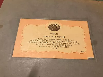 9 X 78 RPM Antique Gramophone Record Set Album Bach Mass In B Minor Vinyl • $119.95