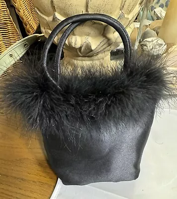 Vintage Ostrich Feather Trimmed Top Handle Hand Bag • $20